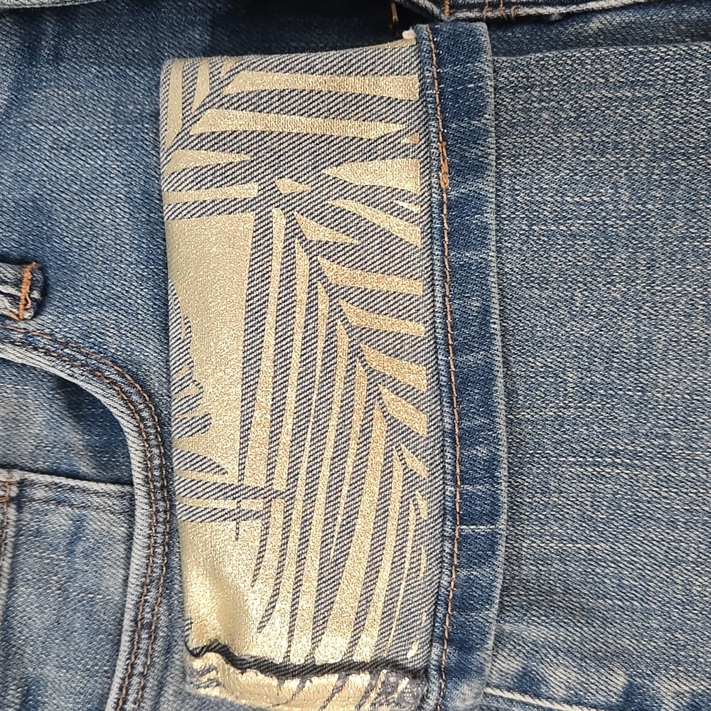 WHITE HOUSE BLACK MARKET MID RISE FOIL CUFF SLIM CROP DENIM JEANS NEW W TAGS O - Picture 10 of 14
